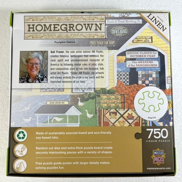 MasterPieces Homegrown 'Pumpkin Detour' 750 Pc Jigsaw Puzzle Linen Compete - Picture 5 of 5